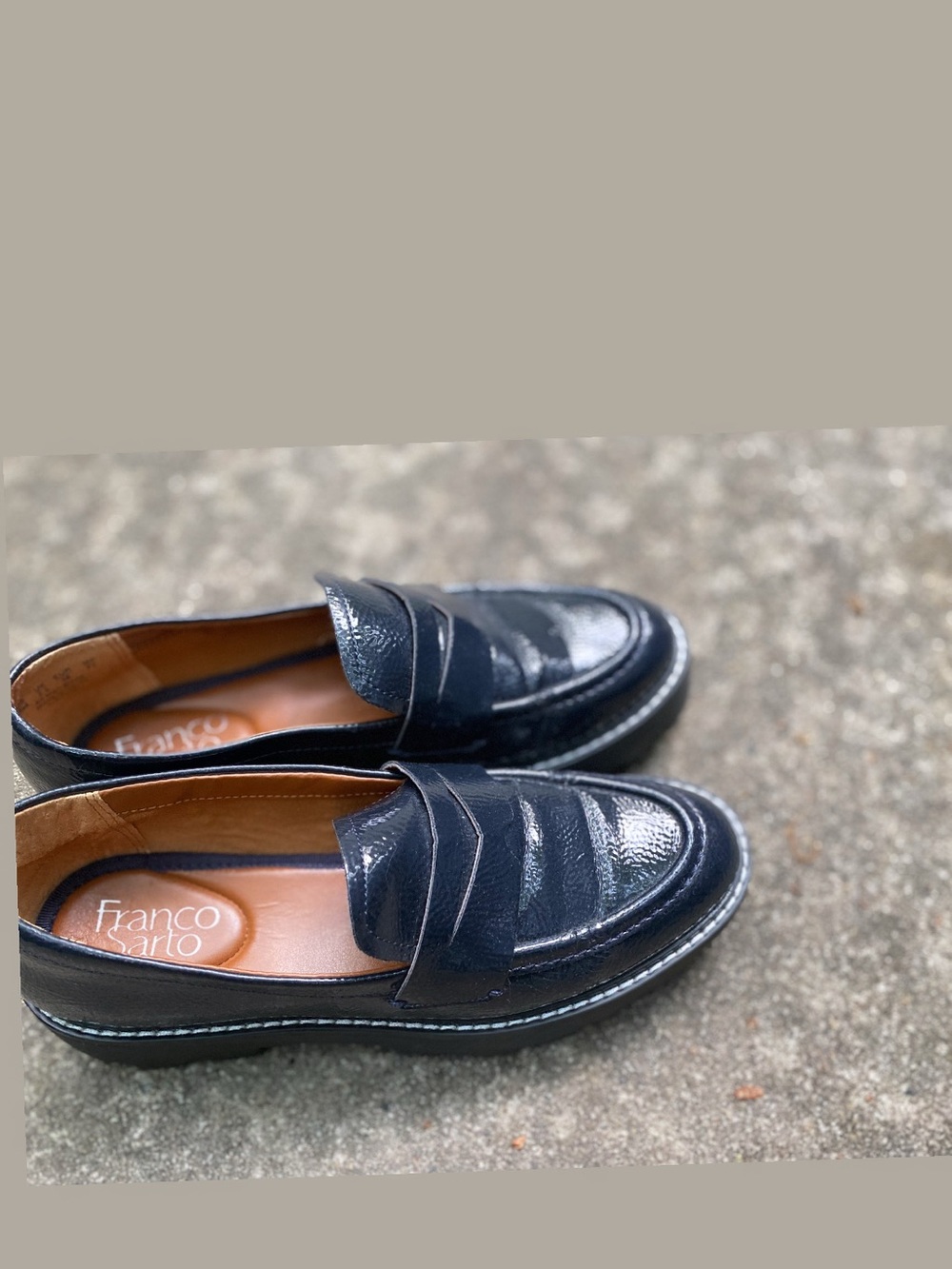 Franco Sarto Navy Penny Loafers
